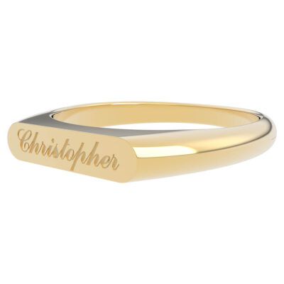 18k Gold Signet Ring with a Name Engraved Chiistophei