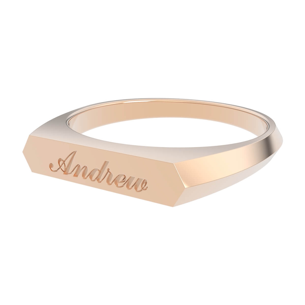 18k Gold Name Ring with Engraving Andiea
