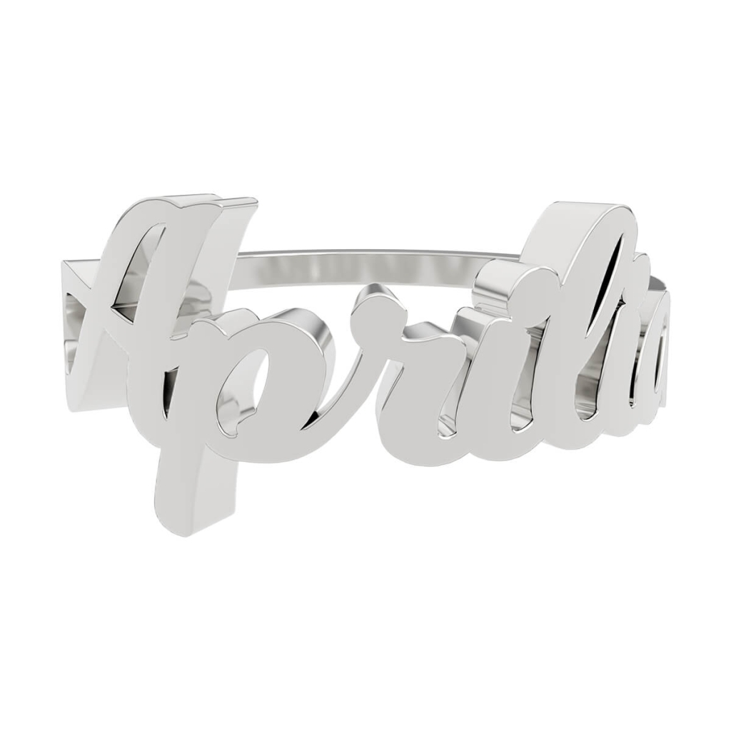 925 Sterling Silver Name Rings Aprilia