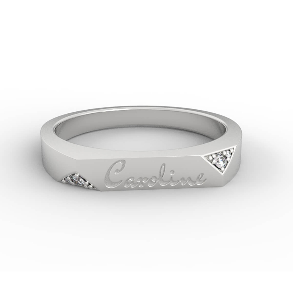 Diamond Name Ring with Engraving Caroline
