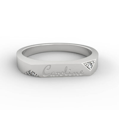 Diamond Name Ring with Engraving Caroline