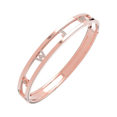 Personalized Diamond Name Letter Bangle in 18K Rose Gold