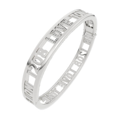 Personalized Diamond Name Letter Bangle in 18K White Gold