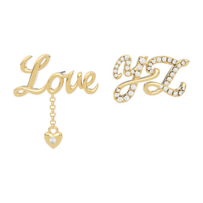 Custom Diamond Name Letter Earrings in 18K Gold