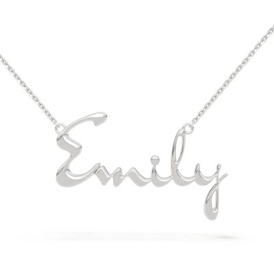 Emily White Gold Cursive Name Necklace