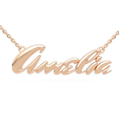rose 18K Gold Necklace Name Amelia