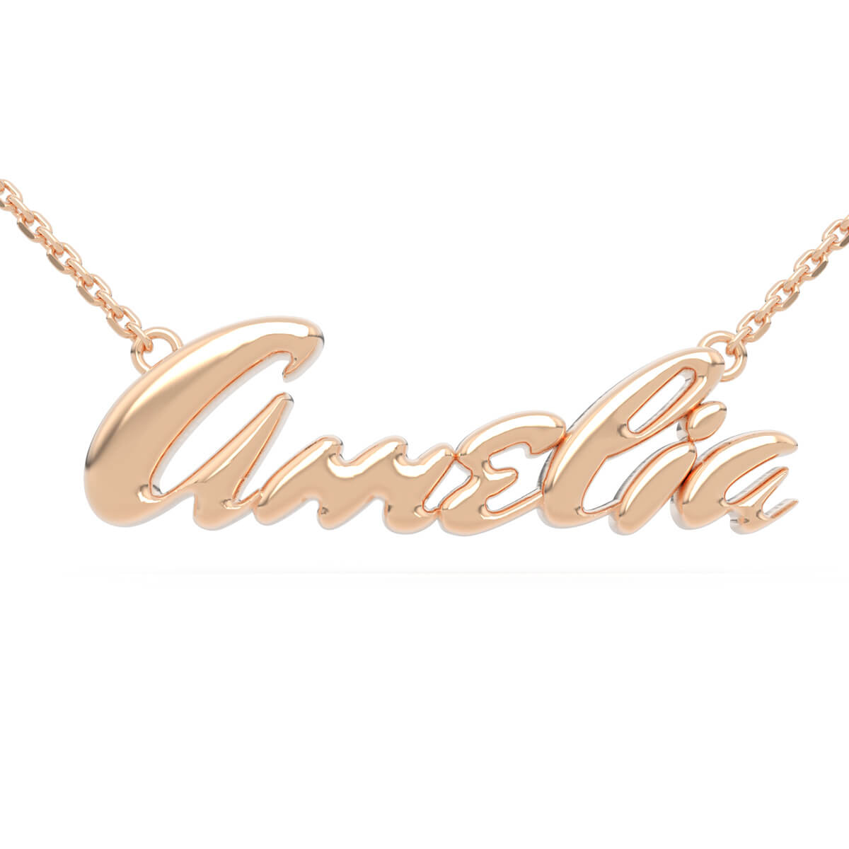 rose 18K Gold Necklace Name Amelia