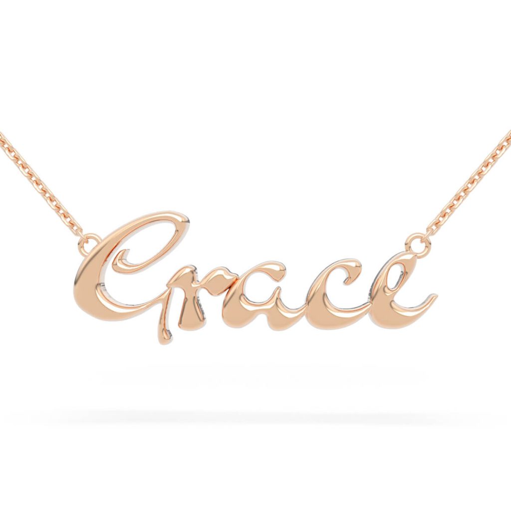 Rose Gold Cursive Name Necklace Grace