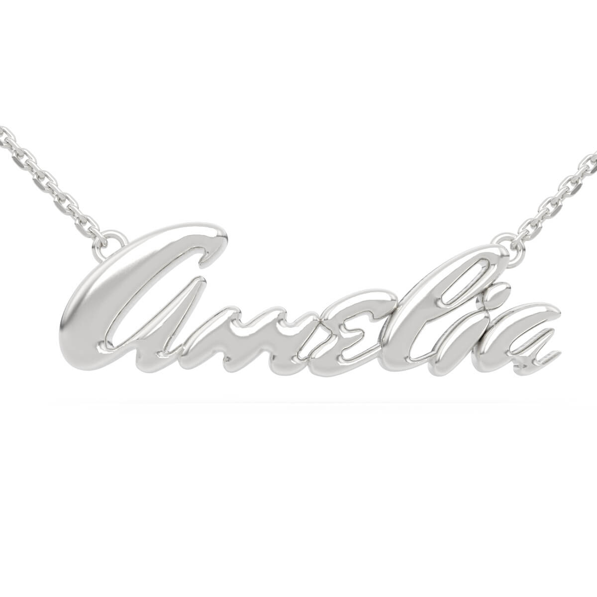 white 18K Gold Necklace Name Amelia