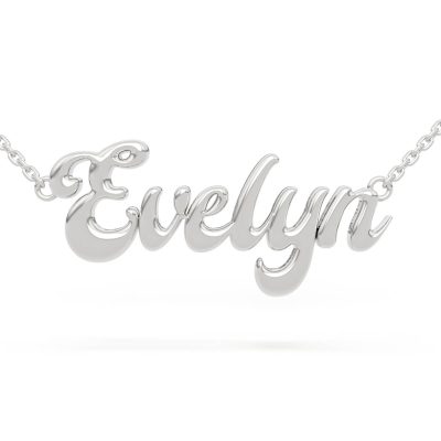 White gold name necklace for Girls Evelyn