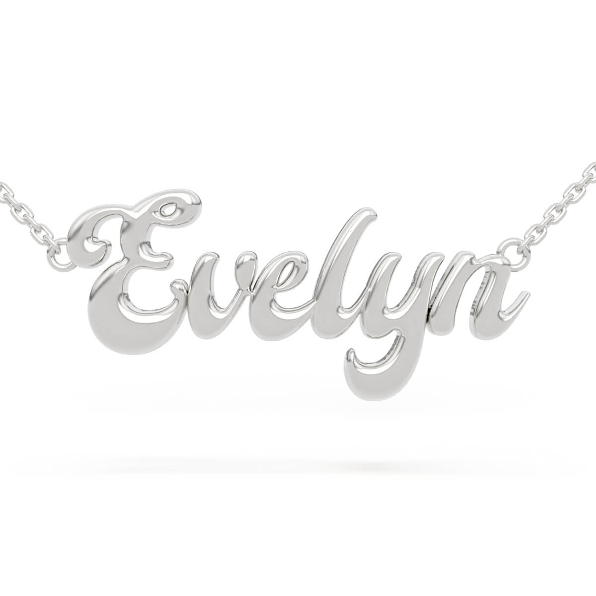 White gold name necklace for Girls Evelyn