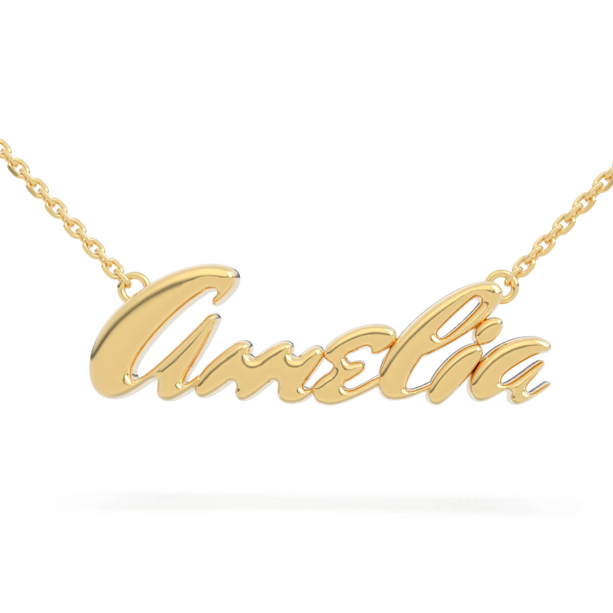 yellow 18K Gold Necklace Name Amelia