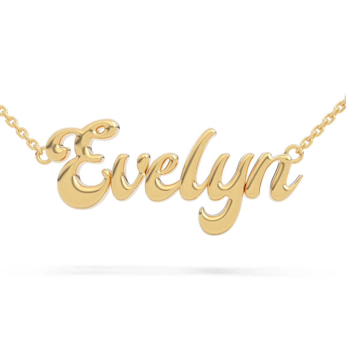 Yellow gold name necklace for Girls Evelyn
