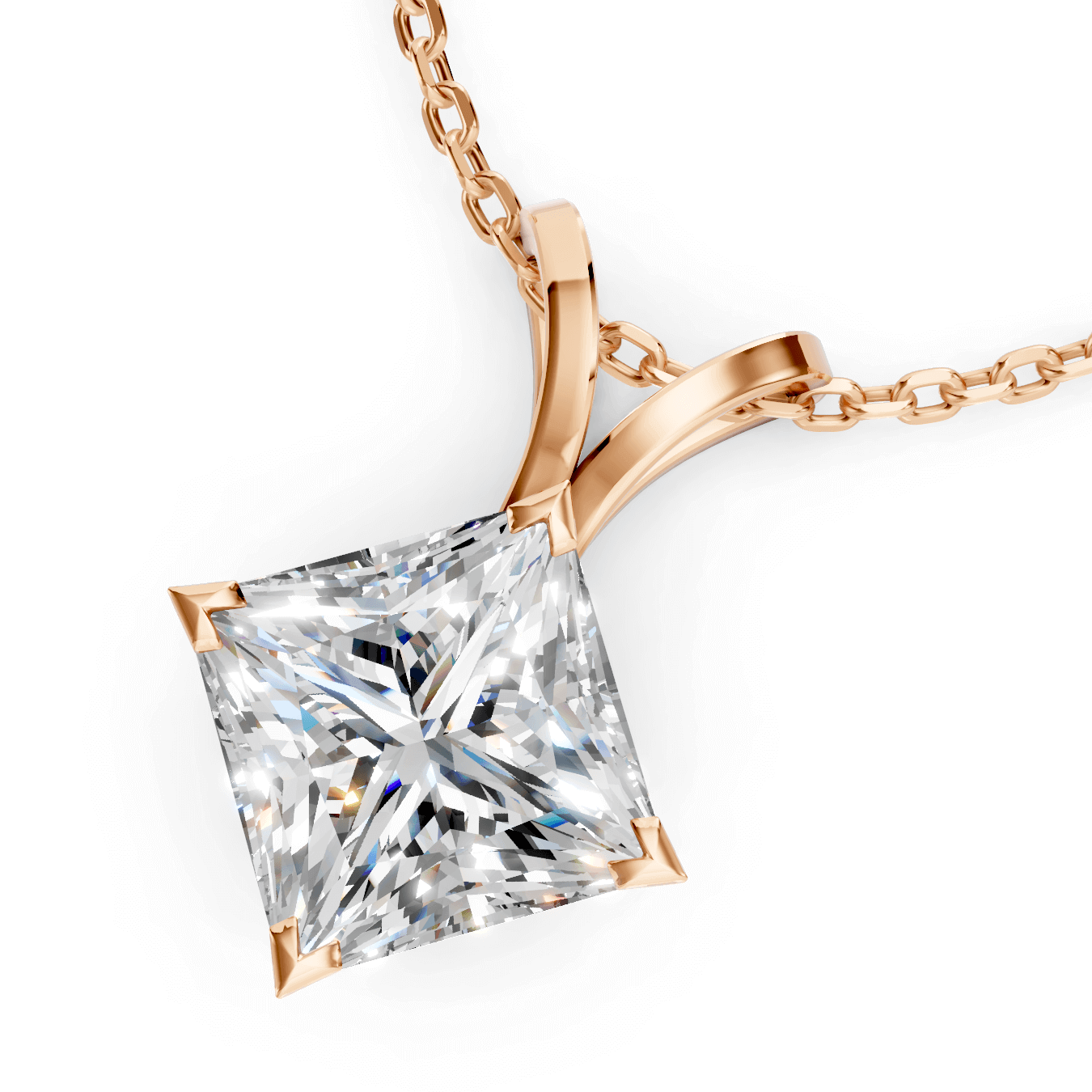1ct Princess Cut Lab Grown Diamond Pendant