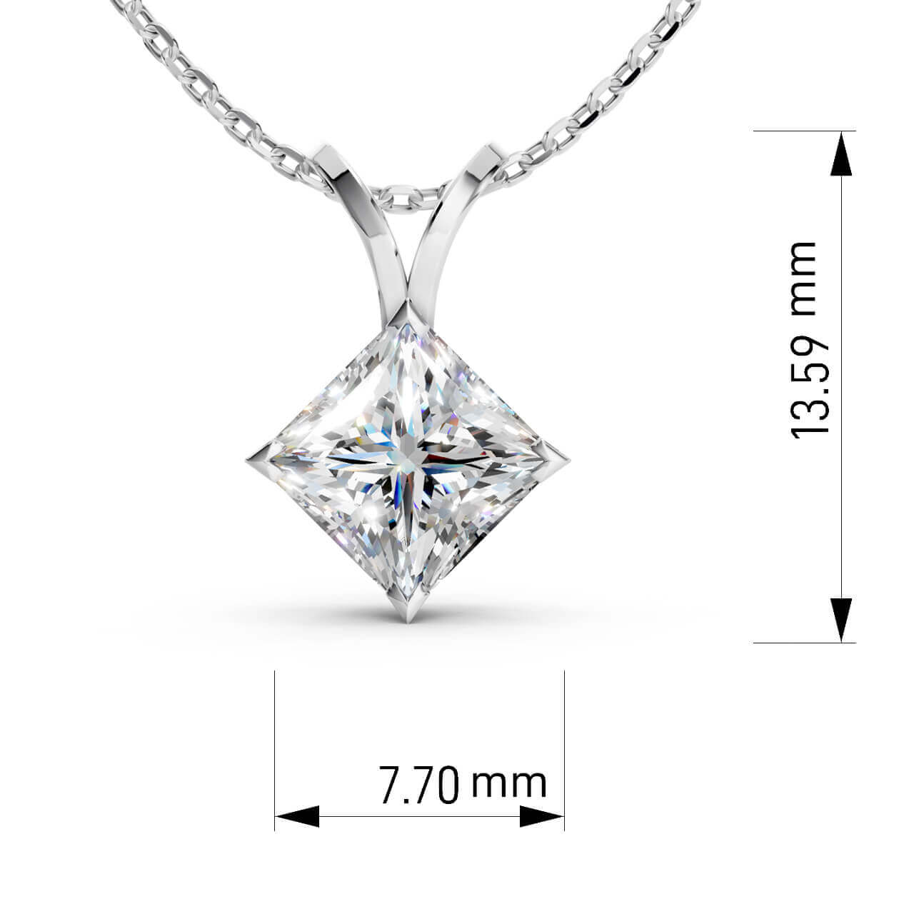 1ct Princess Cut Lab Grown Diamond Pendant