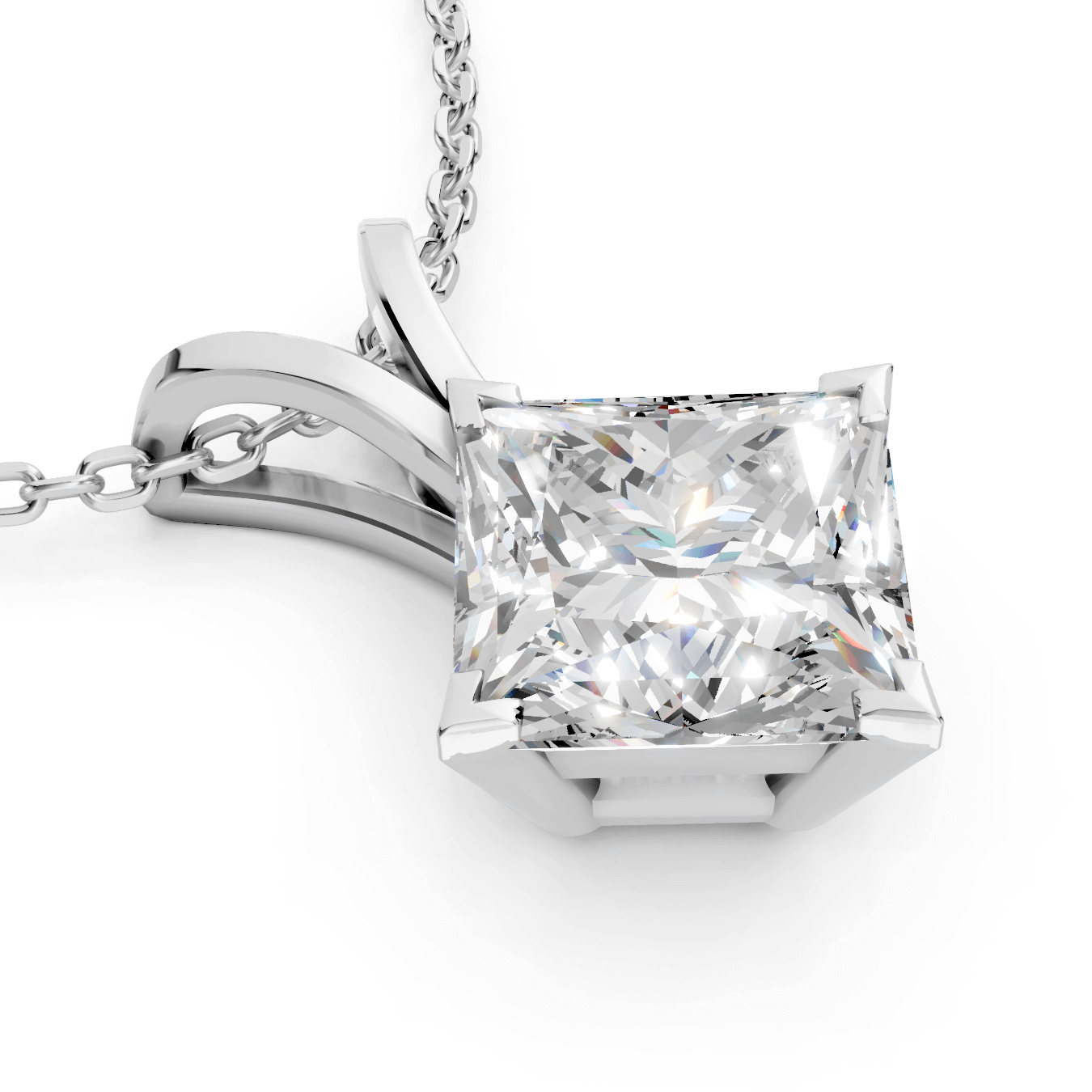 1ct Princess Cut Lab Grown Diamond Pendant