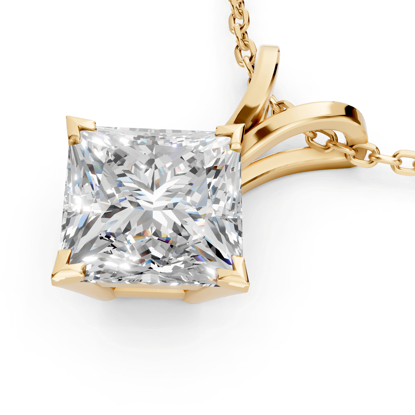 1ct Princess Cut Lab Grown Diamond Pendant