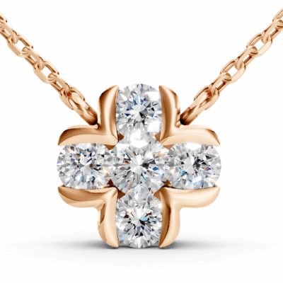 Four Leaf Clover Diamond Pendant Necklace Rose Gold