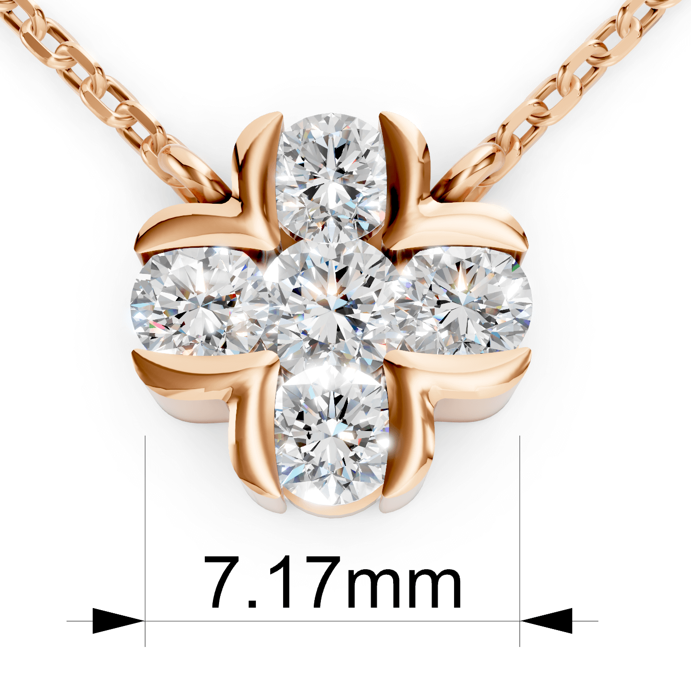 Four Leaf Clover Diamond Pendant Necklace Size
