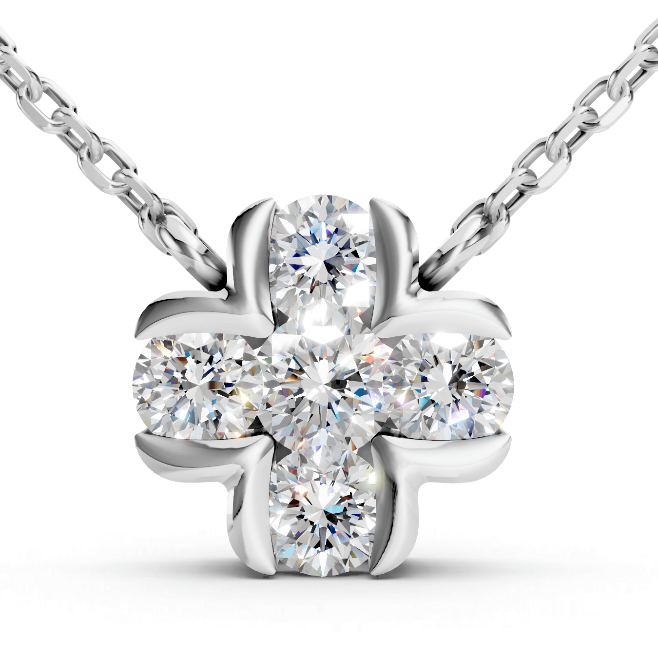 Four Leaf Clover Diamond Pendant Necklace White Gold